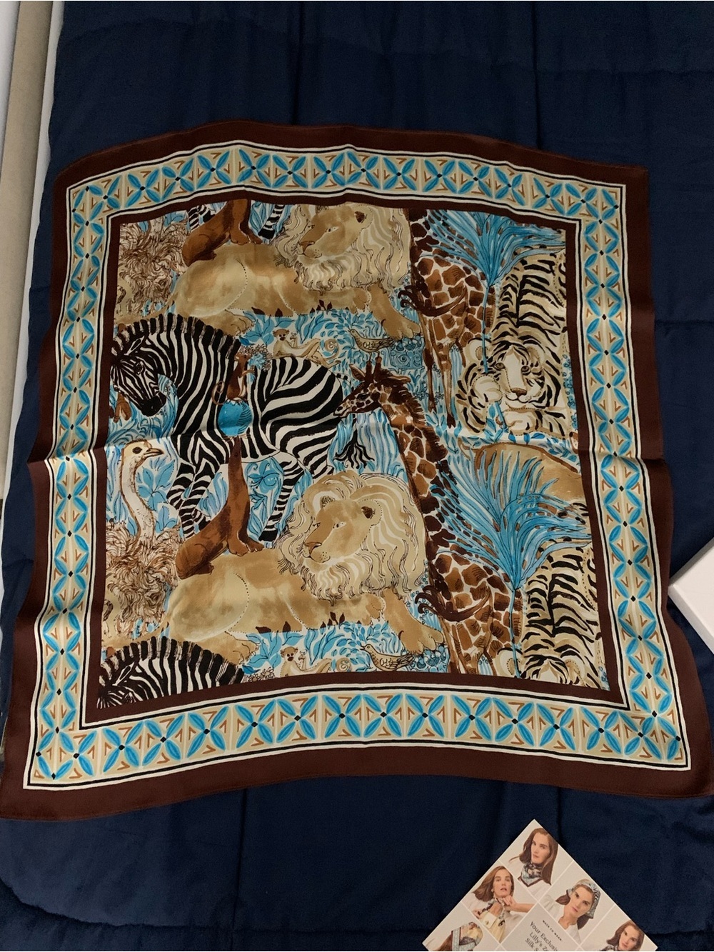 NWT Rare Lilly Pulitzer Breezy Aqua Lillys Zoo Club Lilly Silk Scarf